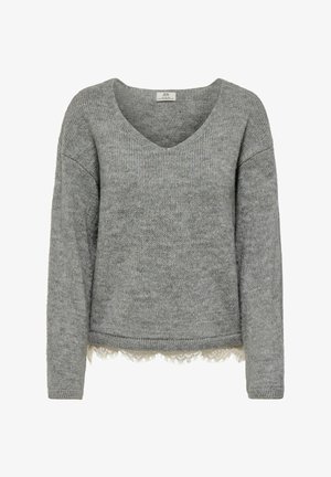 JDY, KNITTED PULLOVER JDYSTEPHANIE KNITTED PULLOVER - Pullover - light grey melange