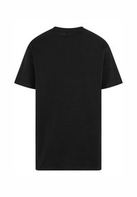 Svart bomull T-skjorte med korte ermer, rund hals og enkel, uprykt design. Glatt tekstur og vanlig passform.
