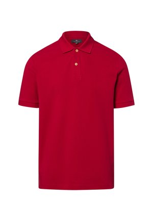 Rode polo shirt van katoen met een klassieke kraag, korte mouwen, drie knopen en subtiele stiksels langs de zoom.