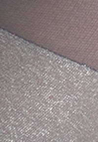 Collant trasparenti con una texture liscia, caratterizzati da un leggero splendore. La parte superiore è scura e opaca, che si trasforma in una finitura metallica più chiara in basso.
