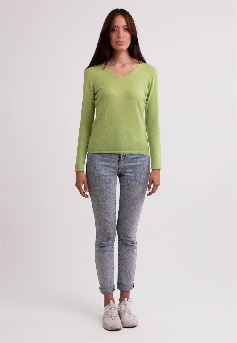 Damen Strickjacken | CASH-MERE Strickpullover grün - FX80758 Damen Strickjacken | CASH-MERE Strickpullover grün - FX80758
