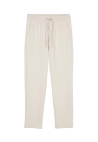 Lichtbeige sweatpants van zachte stof, met een elastische tailleband met trekkoord, zijzakken en een rechte pijpdesign.