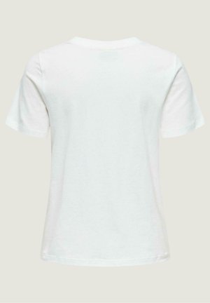 Camiseta blanca de manga corta de algodón vista desde atrás sobre un fondo neutro.