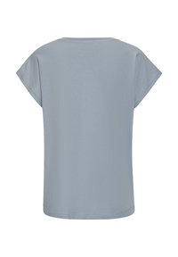 Light blue short-sleeve t-shirt with a round neck and a relaxed fit. Smooth fabric with a stitched hem at the bottom and sleeves.