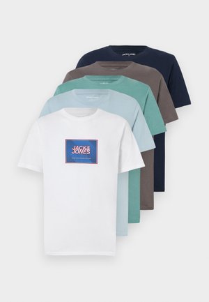 JJRAIN TEE CREW NECK 5 PACK - T-shirts print - mineral blue/celestial blue/navy blazer/bright white/castlerock