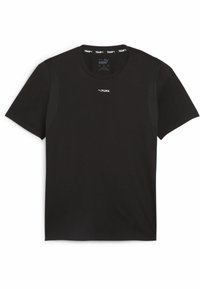 Čierne tričko s krátkym rukávom vyrobené z hladkého materiálu. Má okrúhly výstrih a sieťované panely na ramene. Logo PUMA v bielej farbe na hrudi.