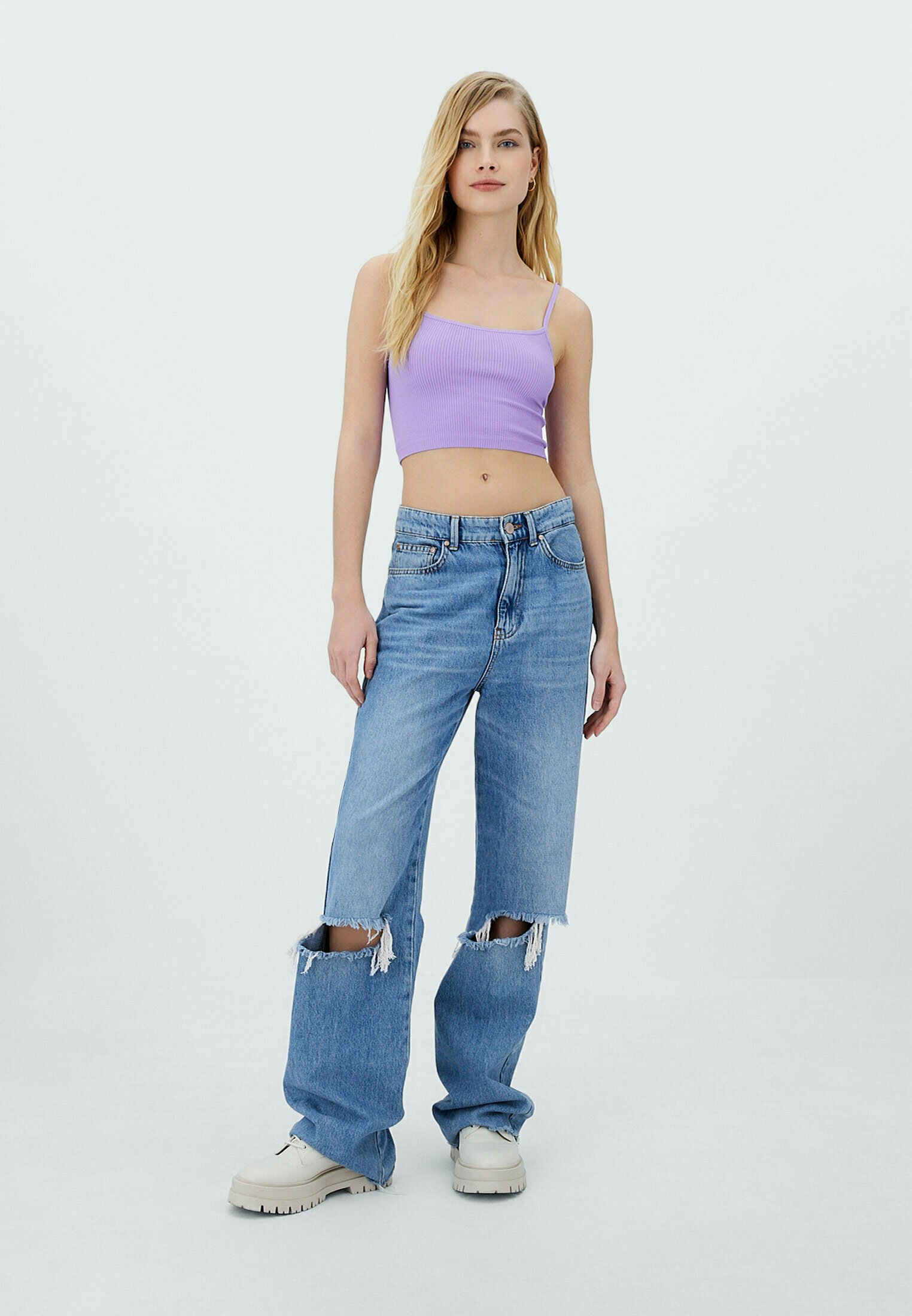 Stradivarius WITH STRAPS - Top - lilac/lilla - Zalando