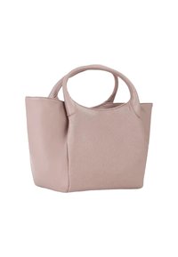 Borsa a mano in pelle rosa con due manici arrotondati, superficie testurizzata e forma strutturata. Nessun elemento metallico o decorazione visibile.