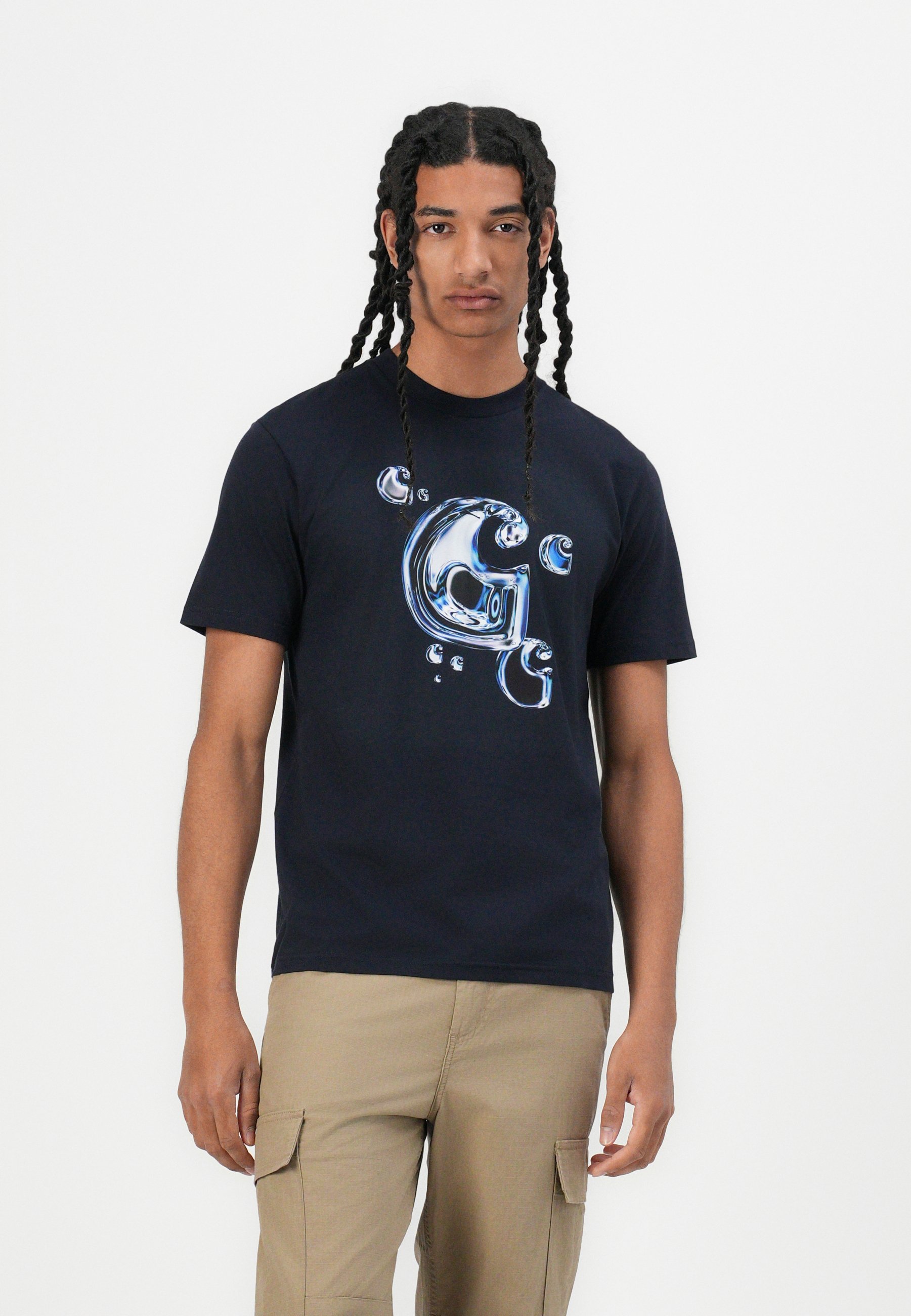 Carhartt WIP SOLAR CHROME LOGO - Print T-shirt - dark navy
