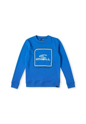 Sudadera azul de algodón con mangas largas, cuello redondo y un gráfico rectangular que presenta el texto "O'Neill" y "California Santa Cruz".