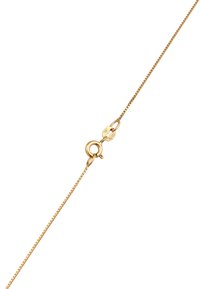 Goldplattierte Kettenhalskette mit einem runden Karabinerverschluss. Die Kette hat eine glatte, elegante Oberfläche und zarte Glieder, die das Licht reflektieren.