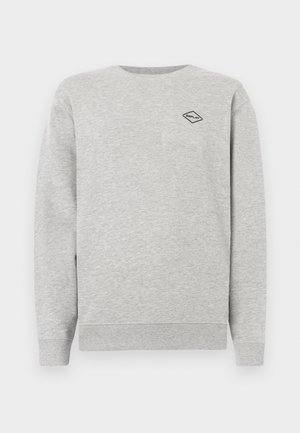 Grauer Sweatshirt aus Baumwollmischung, mit Rundhalsausschnitt und gerippten Bündchen. Ein kleines schwarzes Diamantlogo ist auf der Brust gestickt.