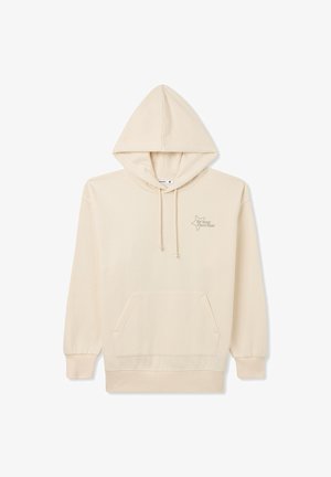 Kremowa bluza z kapturem ze sznurkiem, przednią kieszenią i ściągaczami. Posiada subtelną grafikę gwiazdy z napisem "Bądź swoją własną gwiazdą."