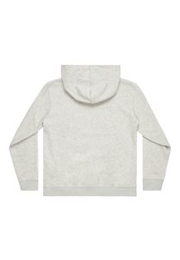 Grijze hoodie met een zachte textuur, lange mouwen en een capuchon met trekkoord. Kenmerkend zijn de ribgebreide manchetten en tailleband, met een eenvoudig ontwerp.
