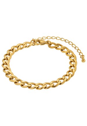 Die vergoldete Kettenarmband besteht aus miteinander verbundenen ovalen Gliedern, hat eine glatte Oberfläche und einen sicheren Verschluss mit einer verstellbaren Verlängerungskette.