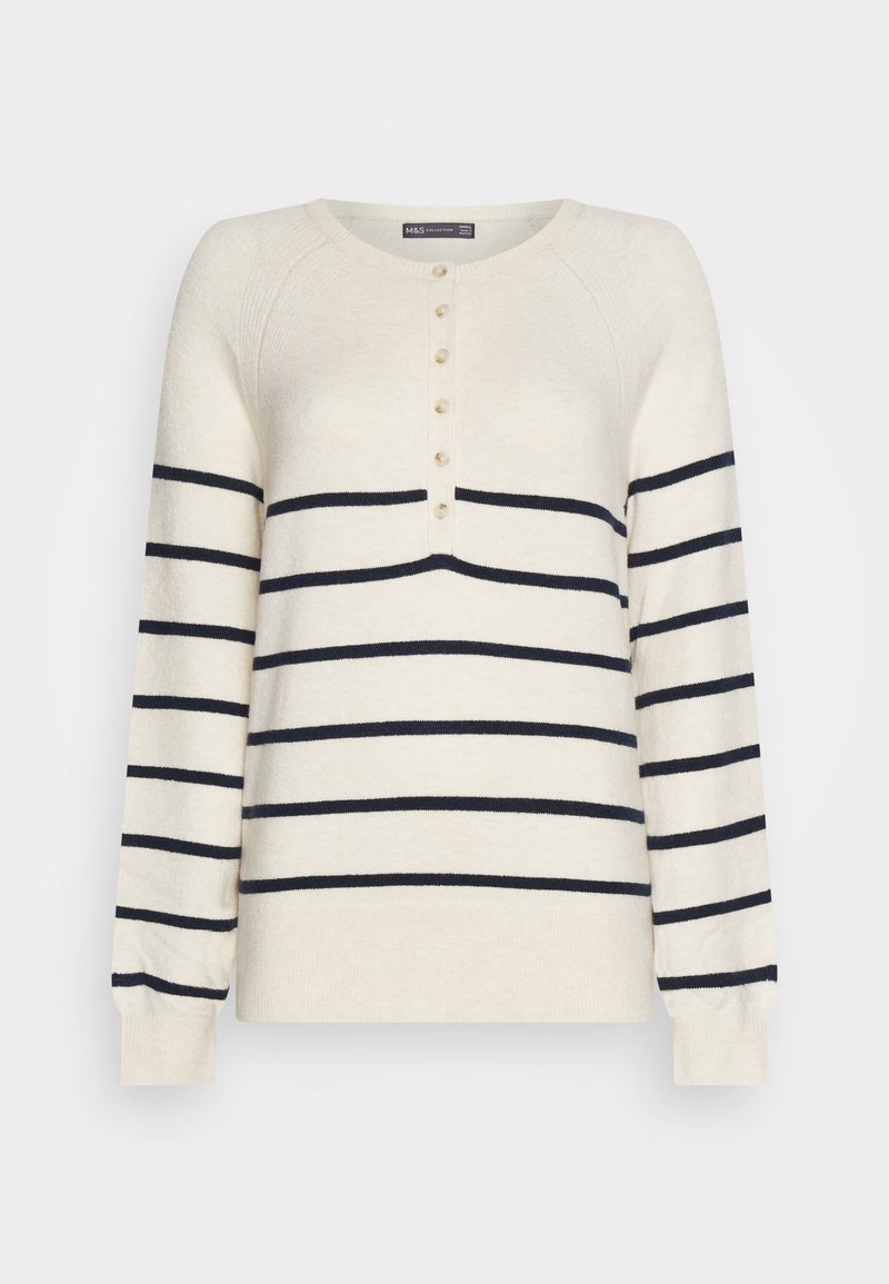 Marks & Spencer STRIPE HENLEY Pullover oatmeal mix/beige ZALANDO.FR