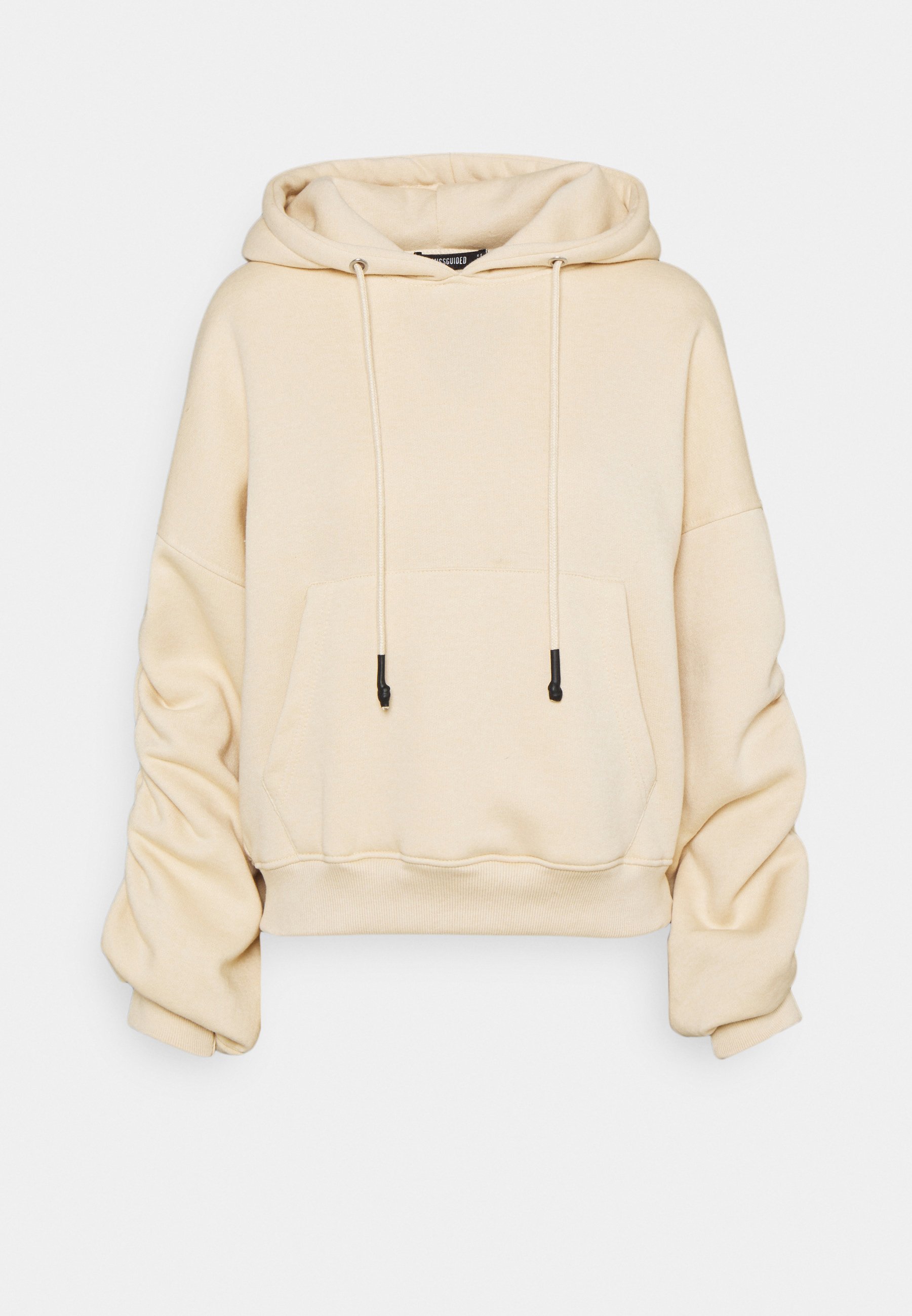 Missguided RUCHED SLEEVE OVERSIZED HOODIE - Sweatshirt - sand