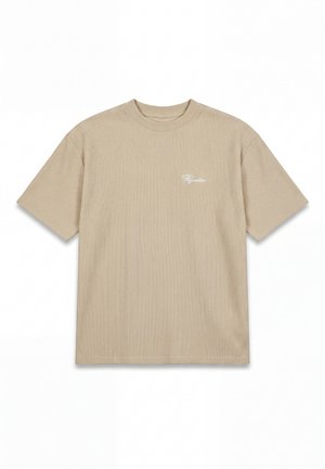 Pegador, SIGNAR - T-Shirt basic - washed khaki beige/white
