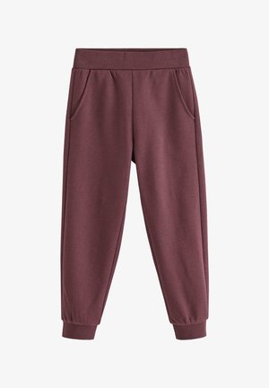 Bløde bordeaux joggingbukser med elastisk talje og manchetter, med to sidelommer.