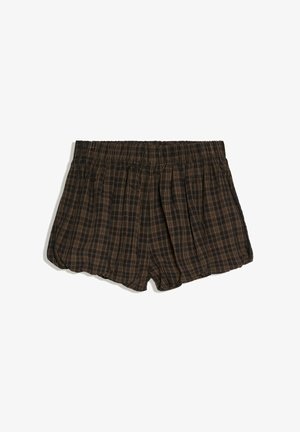 Bershka, PRINTED MINI BALLOON SKIRT - Šortky - mottled dark brown
