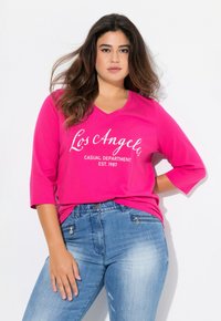 Ulla Popken À COL EN V ET MANCHES 3/4 IMPRIMÉ NOM DE VILLE - Top s dlouhým rukávem - pink