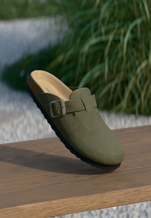 LEATHER UNISEX - Pantoffels - dark olive