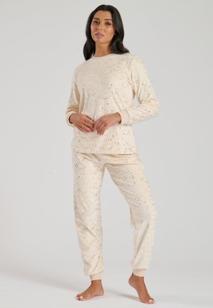 SUPER SOFT VELOUR STAR FOIL PRINT PYJAMAS - Pyjama - cream