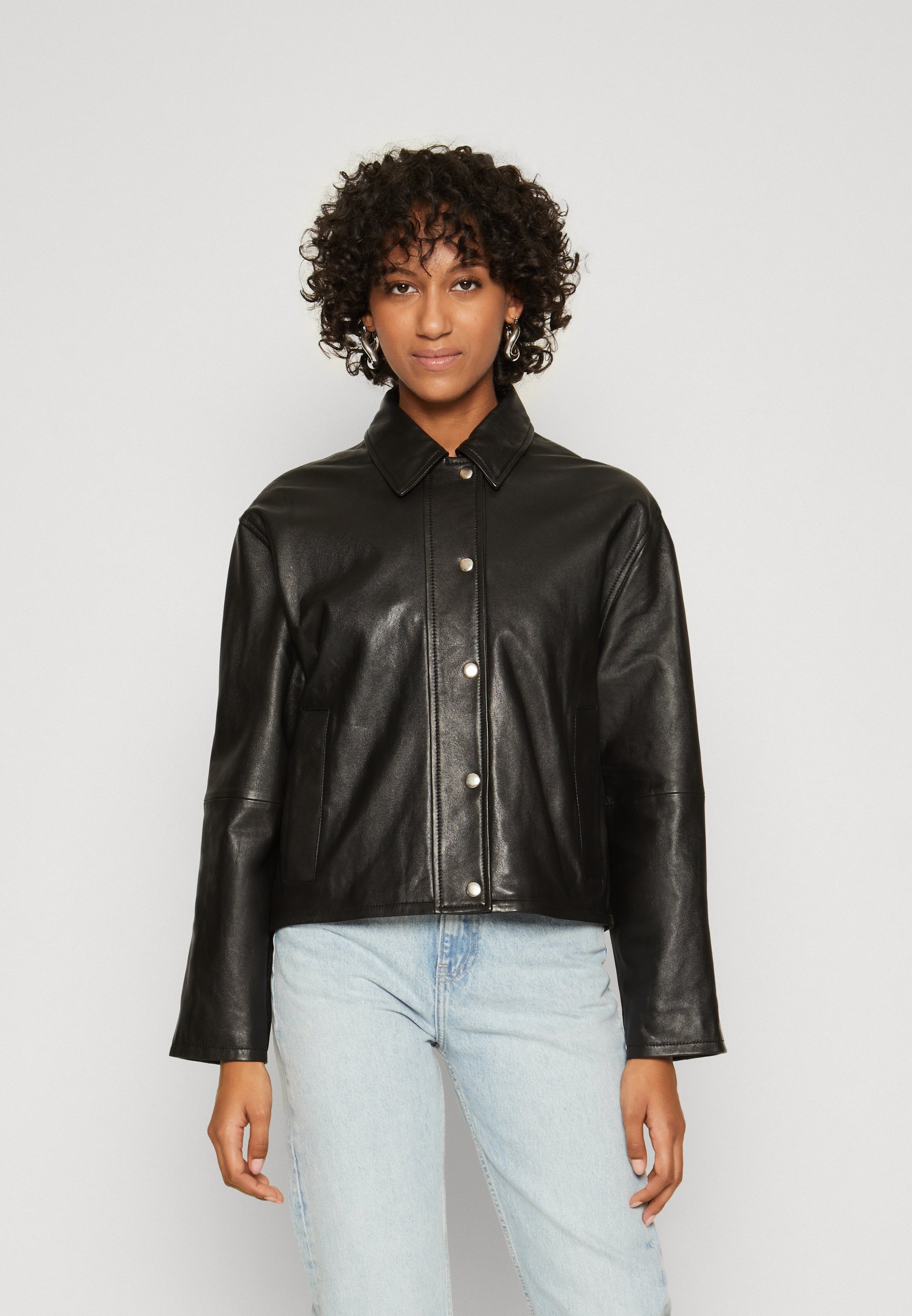 Samsøe Samsøe JACKET - Leather jacket - black - Zalando.co.uk