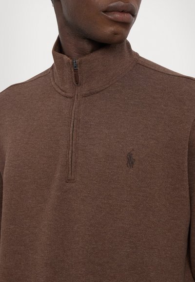 Polo Ralph Lauren DOUBLE-KNIT QUARTER-ZIP PULLOVER - Hosszú ujjú felső - nutmeg brown