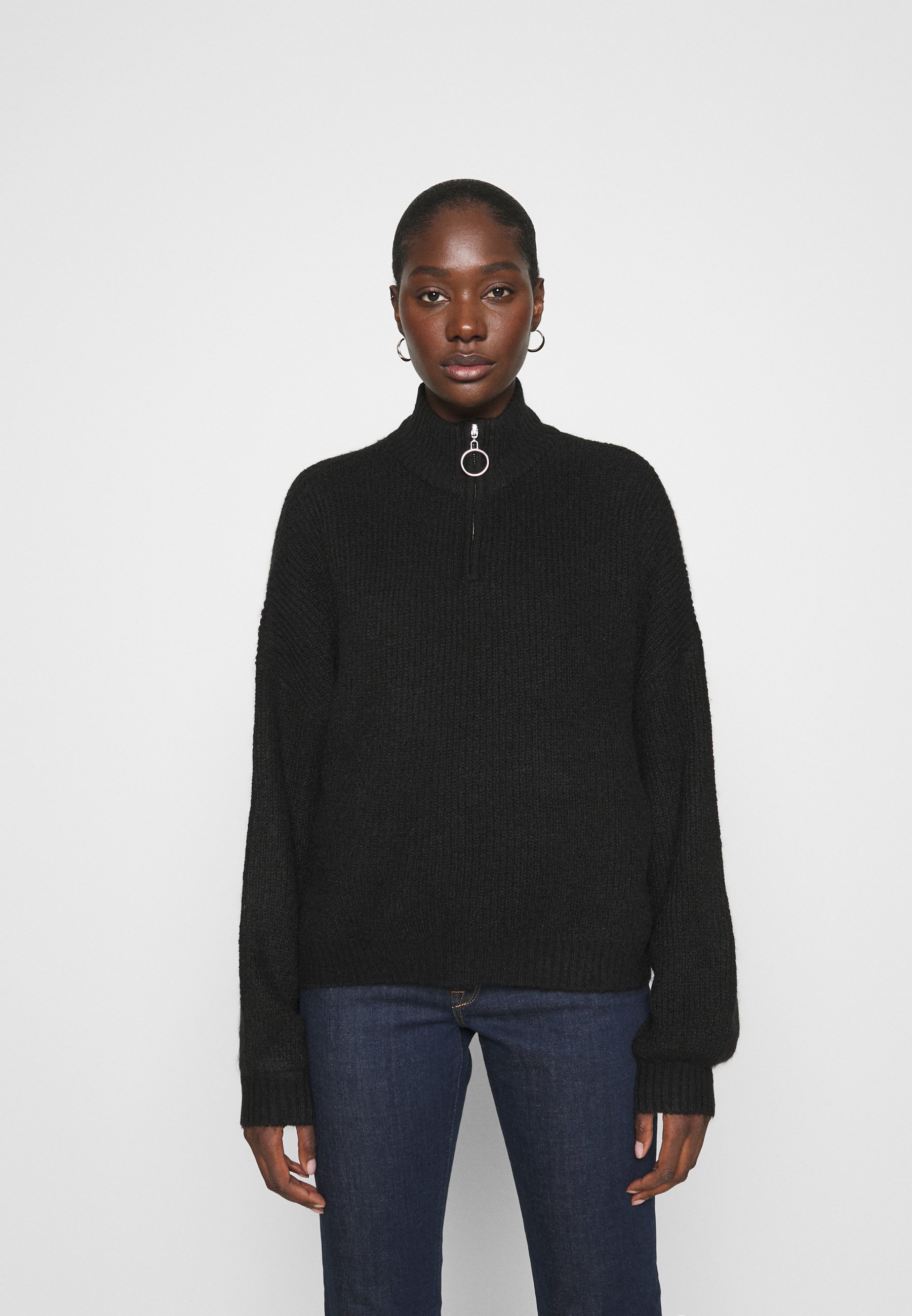 half zip jumper black