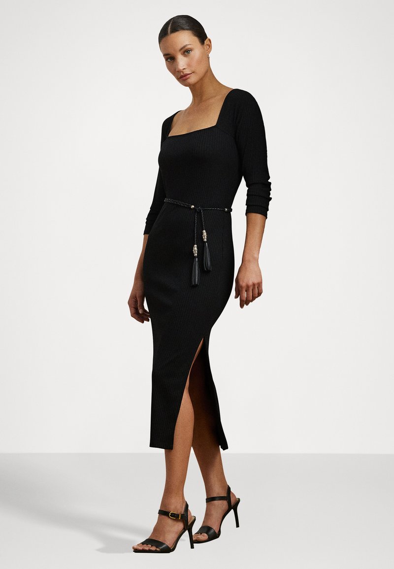 strapless open back dress Vibe Talking Brown Leopard Ribbed Midi Dress