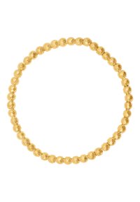 Bracelet en perles dorées présentant des perles rondes et facettées avec une finition lisse, espacées uniformément et formant une forme circulaire continue.