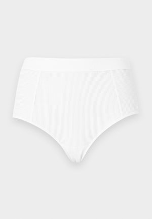 Άσπρα seamless briefs με ψηλή μέση, ριμπ ύφανση, φαρδύ ελαστικό κορδόνι και λεπτή κάθετη ριγέ υφή.