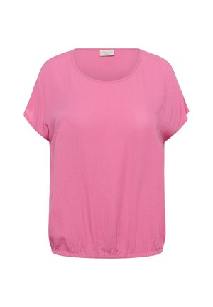 Bluza roz intens cu mâneci scurte, guler rotund și tiv elastic, prezentată pe un fundal alb.