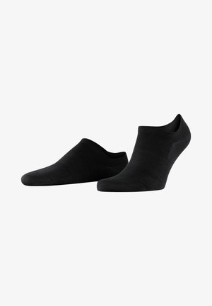 Schwarze Knöchelsocken aus weichem, dehnbarem Material. Sie besitzen ein niedrig geschnittenes Design mit einer glatten Textur und gesäumten Nähten.