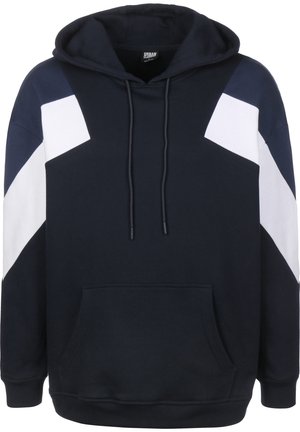 OVERSIZE 3-TONE HOODY - Kapuzenpullover - midnightnavy/white/darkblue