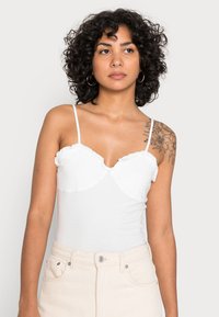 Monki 2 PACK - Top - white light/solid blue