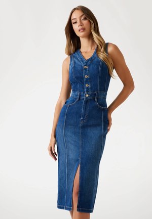 MITTELLANGES BODYCON - Džinsinė suknelė - blau