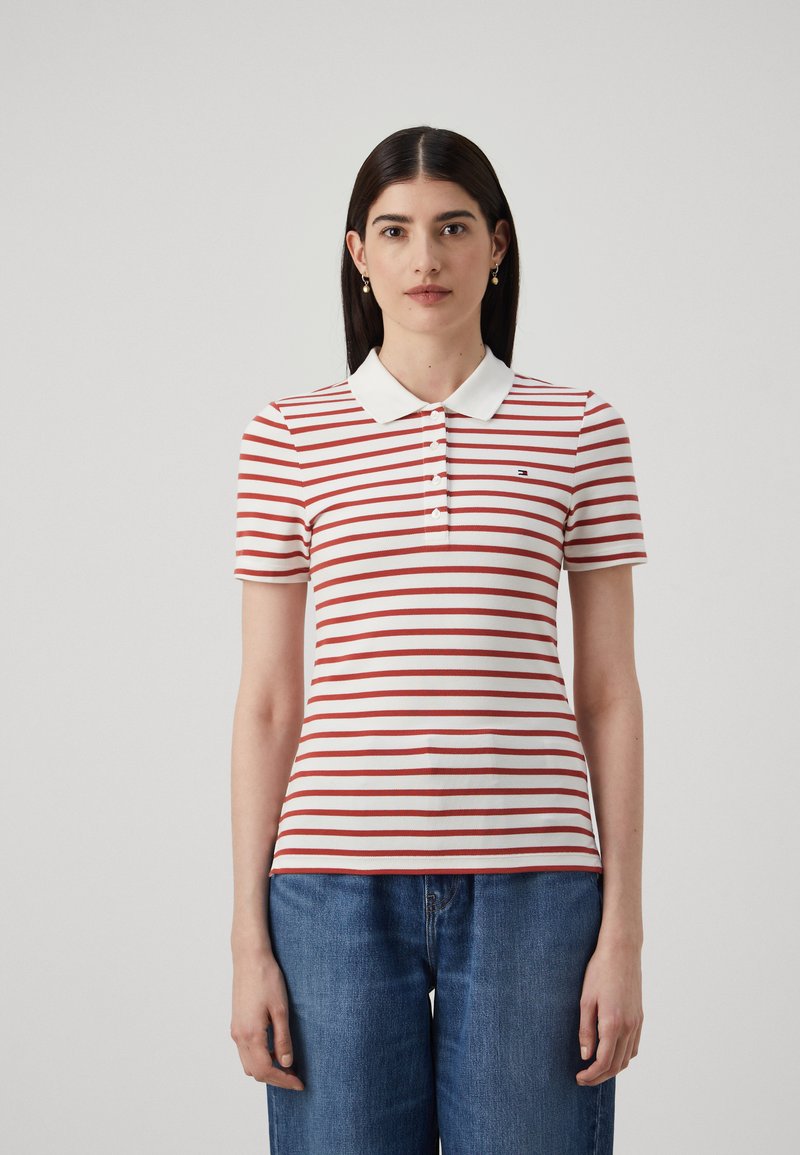Tommy Hilfiger 1985 SLIM  - Pólóing - breton ecru/terra red