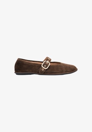 ESTRO, Ballerina's met enkelbandjes - dark brown