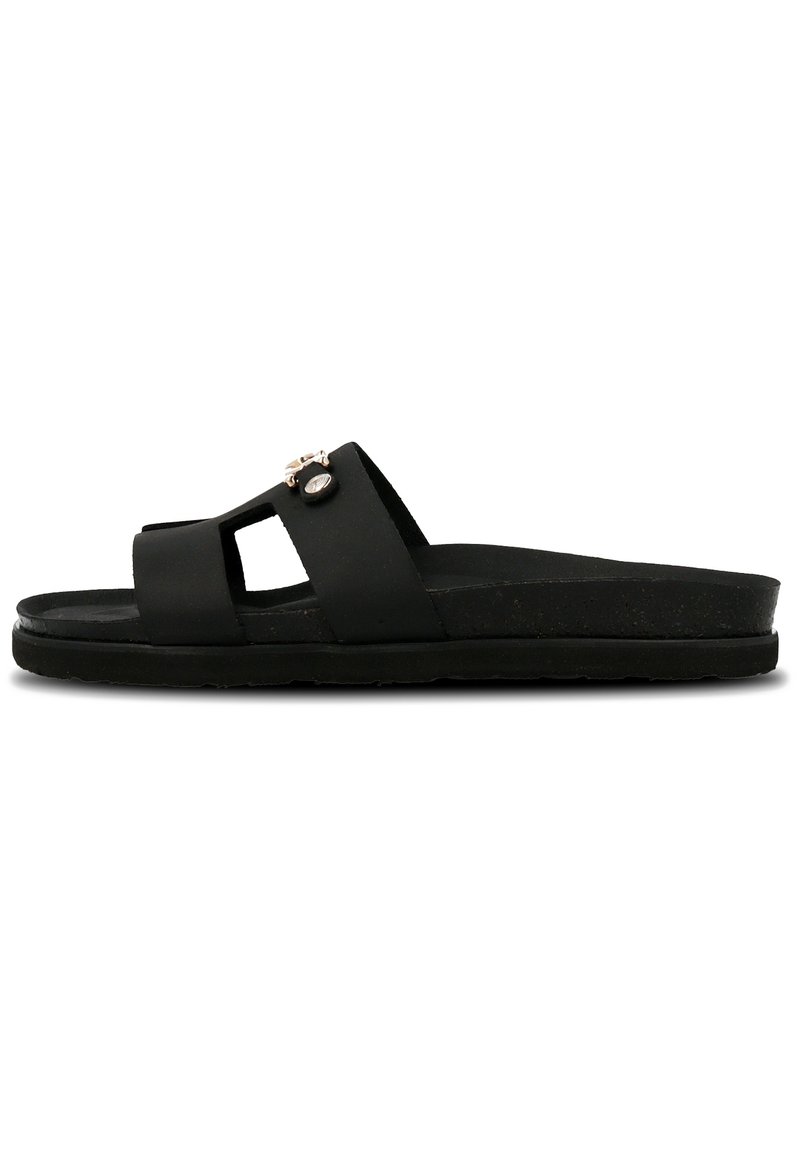 Damen Sneaker | Genuins Pantolette flach schwarz - QS60815 Damen Sneaker | Genuins Pantolette flach schwarz - QS60815