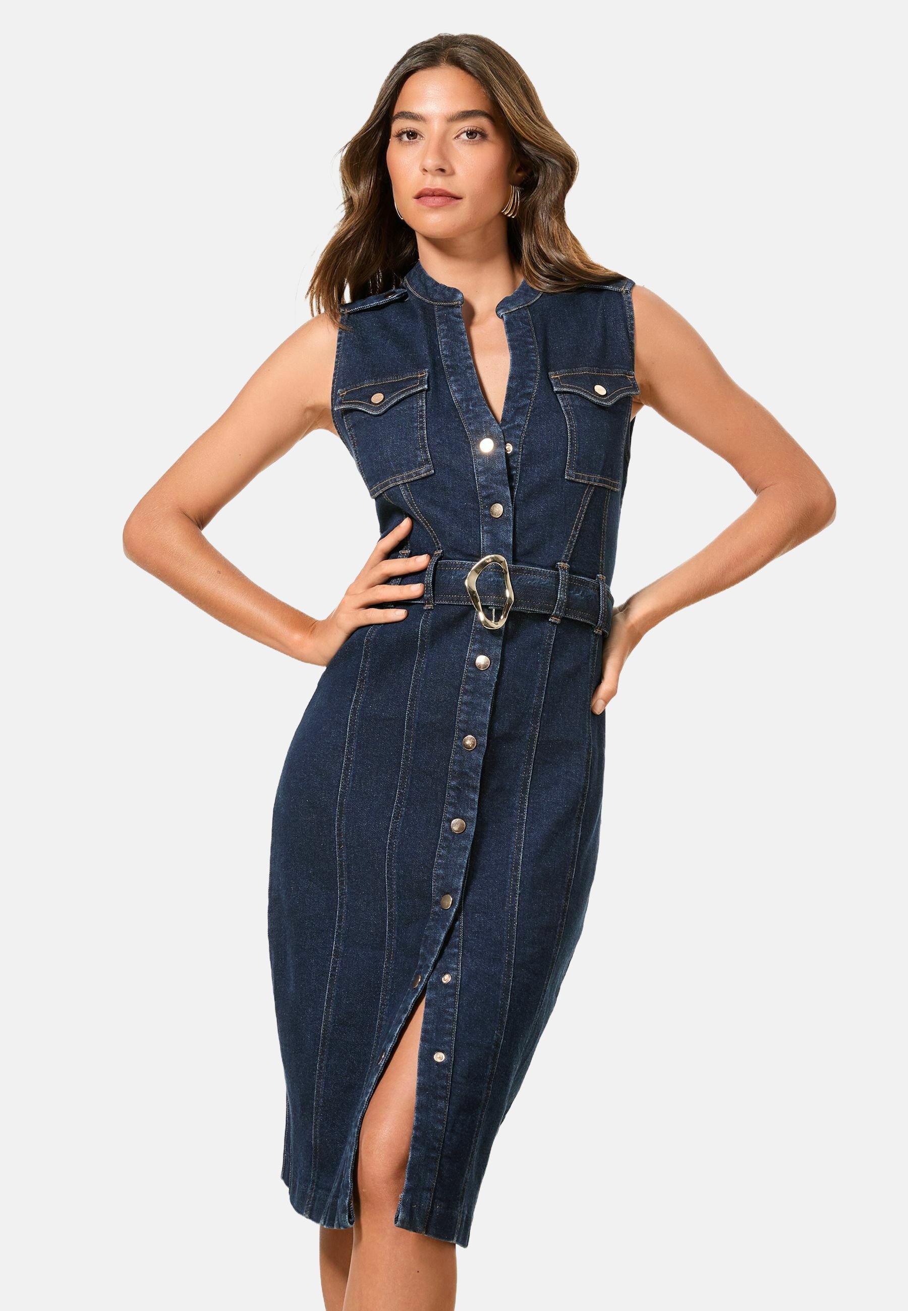 white christmas dresses Rory Vintage Stonewashed Denim Maxi Shirtdress by Frank & Eileen main image 1