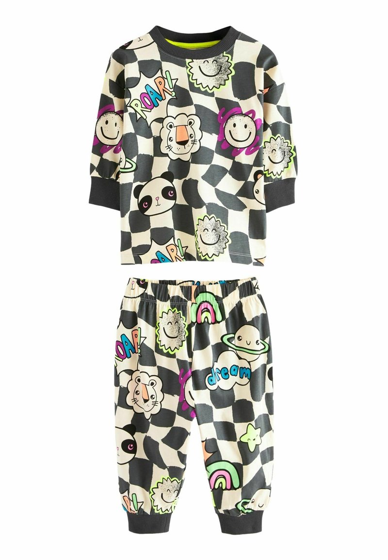 Next REGULAR FIT - Pižamos komplektas - black white character checkerboard