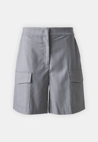 Grå, stripete cargo-shorts med et skreddersydd design, som har to sidelommer. Materialet ser glatt ut med en strukturert silhuett.