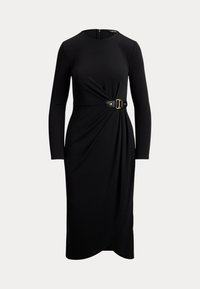 BUCKLE TRIM STRETCH JERSEY DRESS - Kotelomekko - black