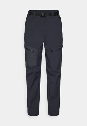 Jūras spēku āra bikses, izgatavotas no sintētiska materiāla, ar rāvējslēdzēju kabatām, jostu un sašaurinātu kāju dizainu. Gluda tekstūra ar minimāliem akcentiem.