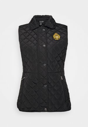 CREST-PATCH QUILTED VEST - Vesta - black