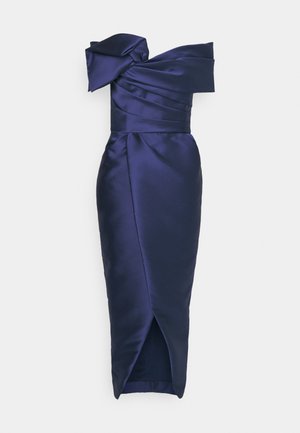 Marchesa OFF SHOULDER DRAPED ANKLE LENGTH GOWN WITH TULIP SKIRT - Occasion wear - navy