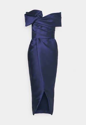 Marchesa OFF SHOULDER DRAPED ANKLE LENGTH GOWN WITH TULIP SKIRT - Alkalmi viselet - navy