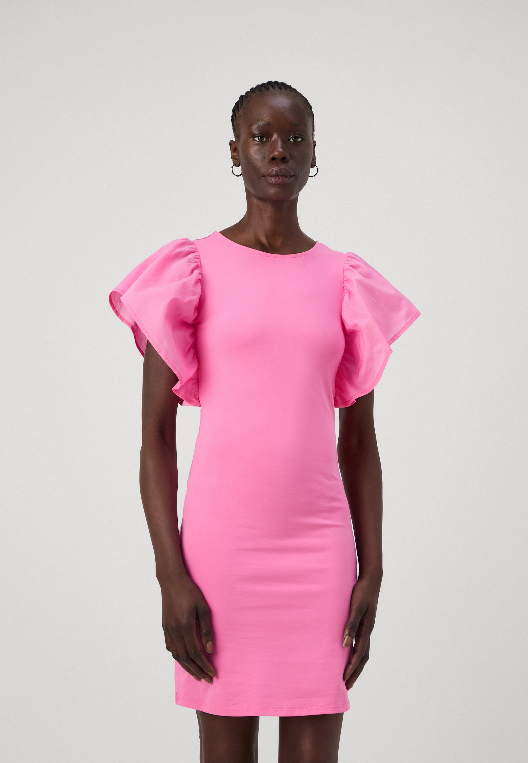 Vero Moda Tall VMOLGA FLARED SLEEVE SHORT DRESS - Jersey dress - pink  cosmos/pink - Zalando.ie